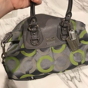 Coach lime green and grey bag